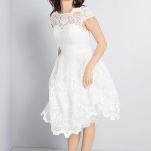 Chi Chi London White Lace Bridal Midi Dress (NEW, Size 2)
